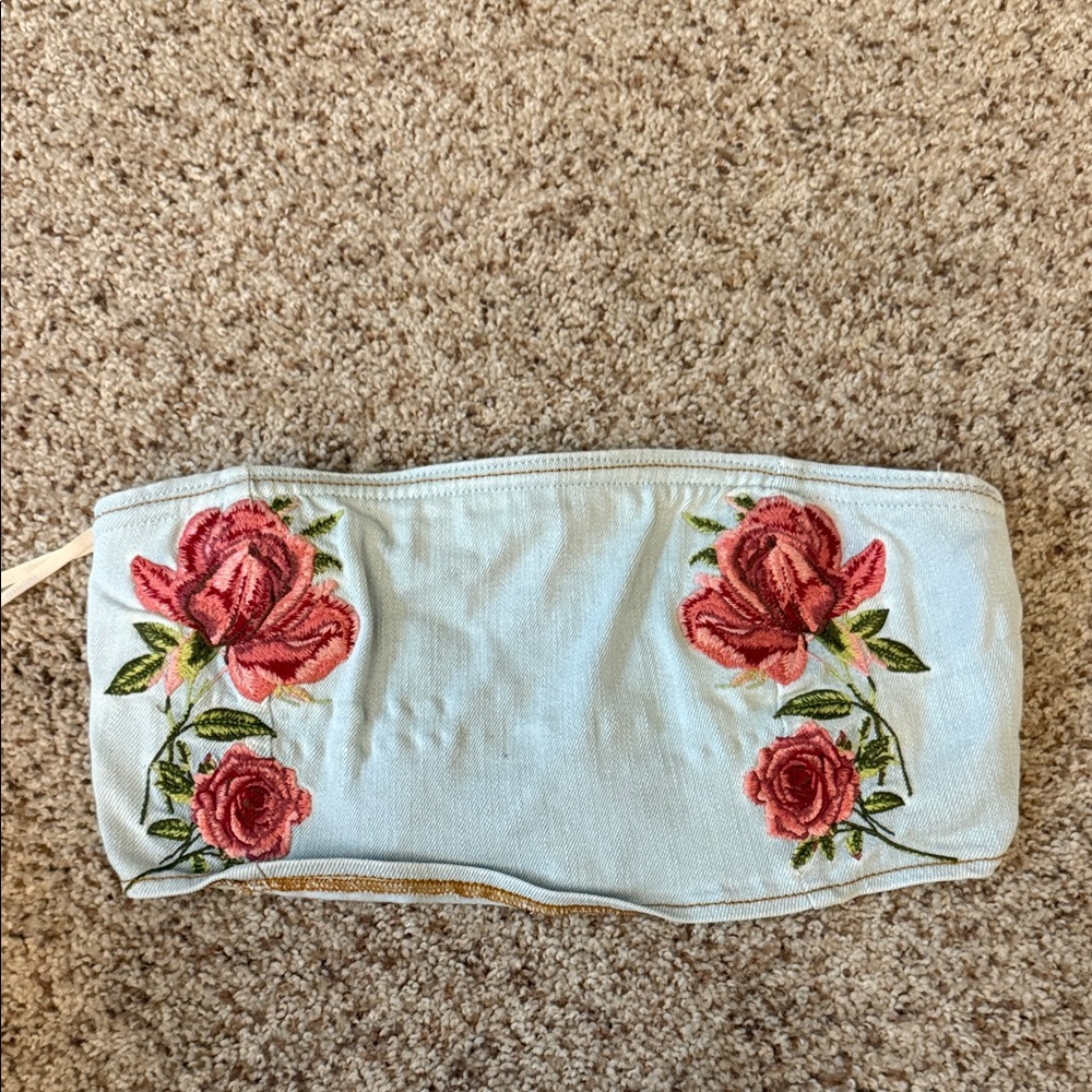 Floral Embroidered Bandeau Top